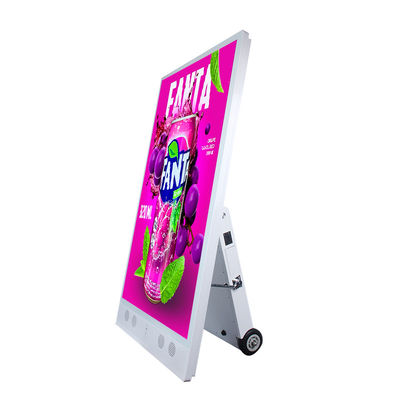 55 นิ้ว Outdoor Digital Signage แบตเตอรี่พกพาและจอ LCD โฆษณาแสดงผลสําหรับแคมเปญโฆษณากลางแจ้ง